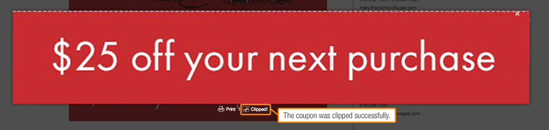 The text below the coupon will read "Clipped" when clipping is completed.