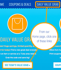 Location of clickable links for Daily Grab.