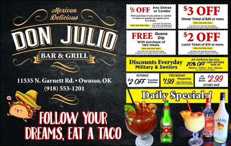 Don Julio Mexican Grill August 2022 Value News display ad image