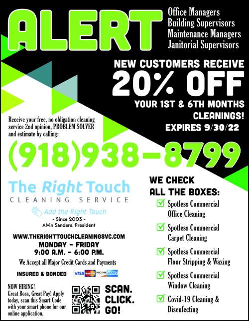 The Right Touch Commercial Cleaning Service August 2022 Value News display ad image