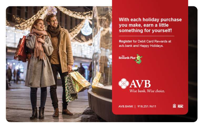 Debit Card Rewards at AVB Bank of NE Oklahoma, serving Tulsa and surrounding areas; December 2022 verified savings, discounts, coupons and deals.