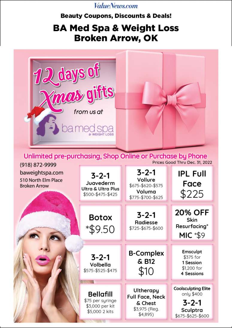 Best Health & Beauty Discounts, Deals & Savings - BA Med Spa & Weight Loss December 2022 Value News display ad image
