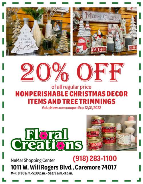 Floral Creations of NE Oklahoma, serving Claremore, Tulsa and surrounding areas; December 2022 verified savings, discounts, coupons and deals.