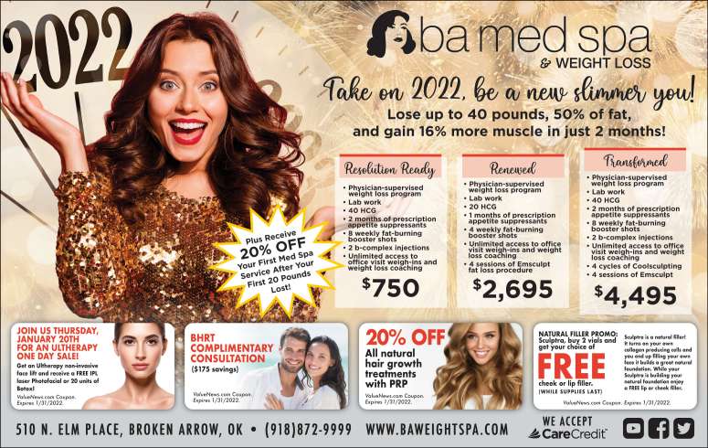 BA Med Spa & Weight Loss Center January 2022 Value News display ad image
