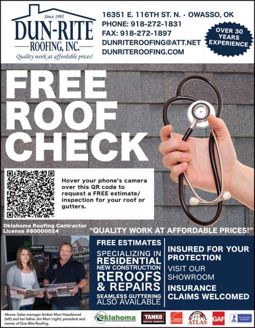 Dun-Rite Roofing January 2022 Value News display ad image