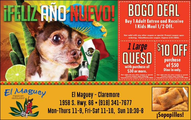 El Maguey Mexican Restaurant January 2022 Value News display ad image