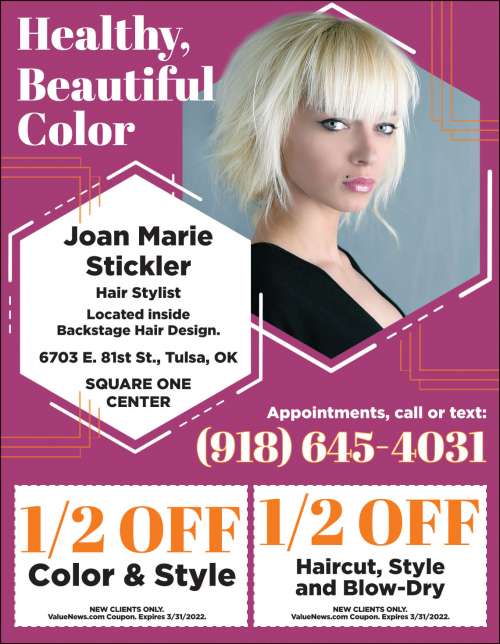 Joan Marie Stickler, Hair Stylist January 2022 Value News display ad image