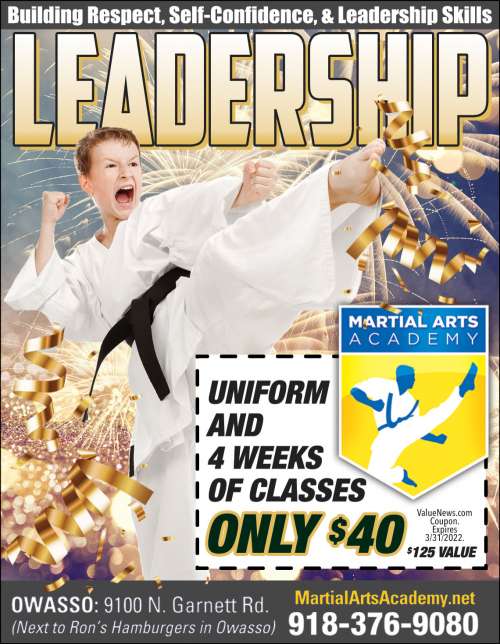 Martial Arts Academy January 2022 Value News display ad image