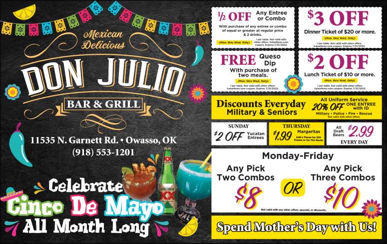 Don Julio Mexican Grill May 2022 Value News display ad image