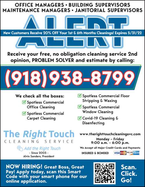 The Right Touch Commercial Cleaning Service May 2022 Value News display ad image