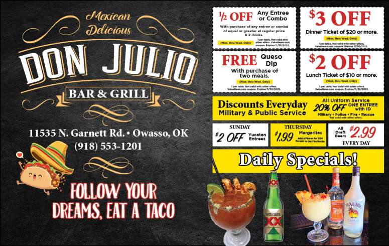 Don Julio Mexican Grill September 2022 Value News display ad image