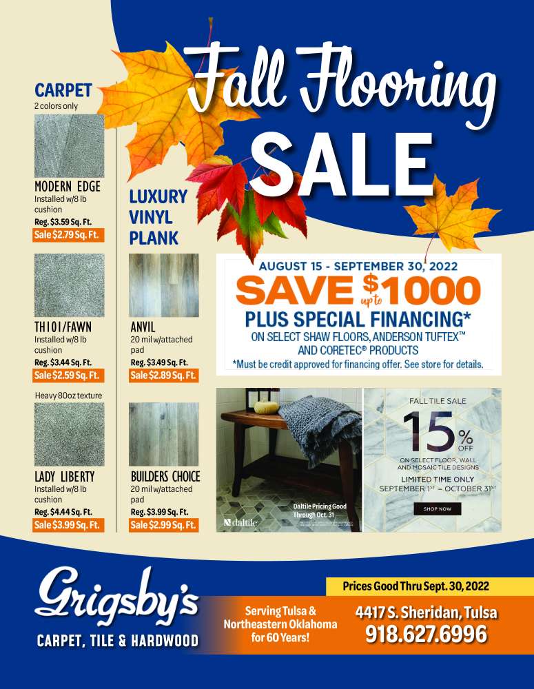 Grigsby's Carpet, Tile & Hardwood September 2022 Value News display ad image