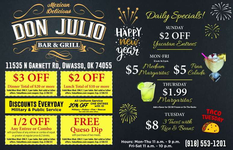 Don Julio Mexican Grill January 2023 Value News display ad image