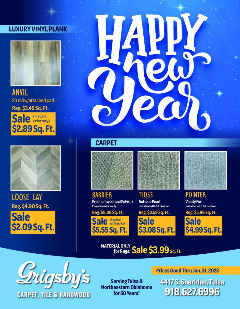 Grigsby's Carpet, Tile & Hardwood January 2023 Value News display ad image