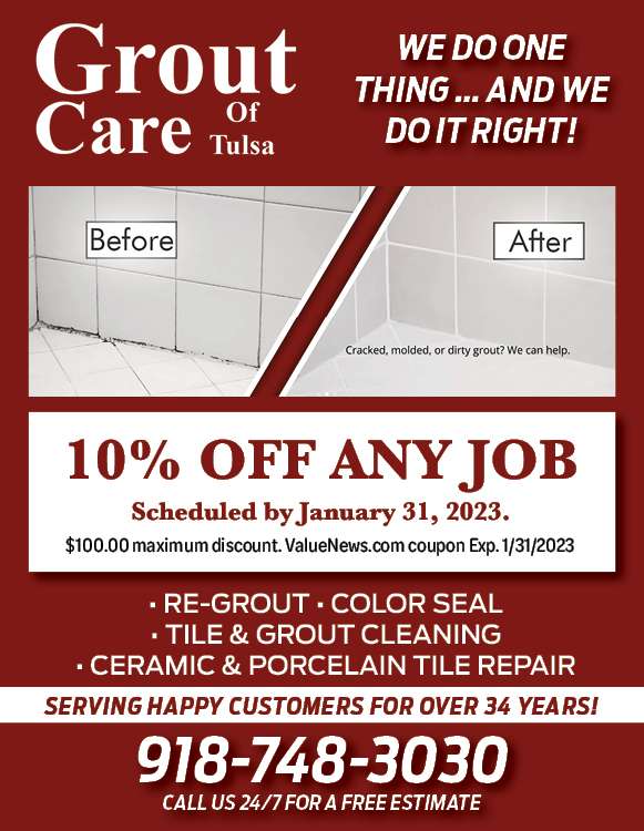 Grout Care of Tulsa January 2023 Value News display ad image