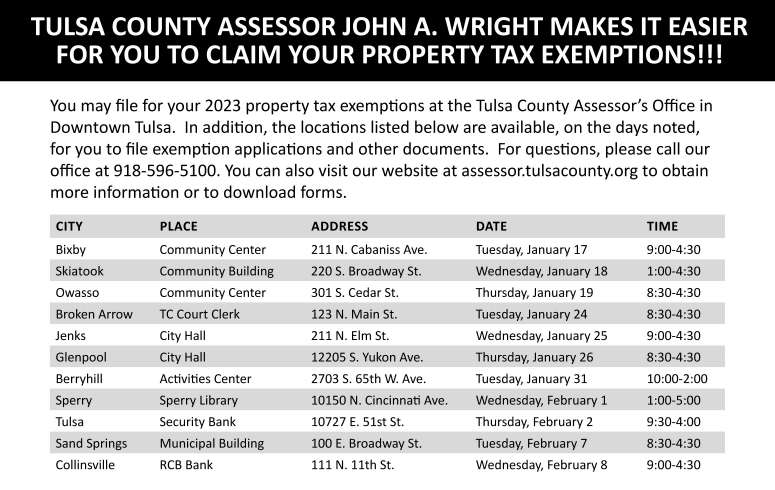 Tulsa County Assessor's Office January 2023 Value News display ad image