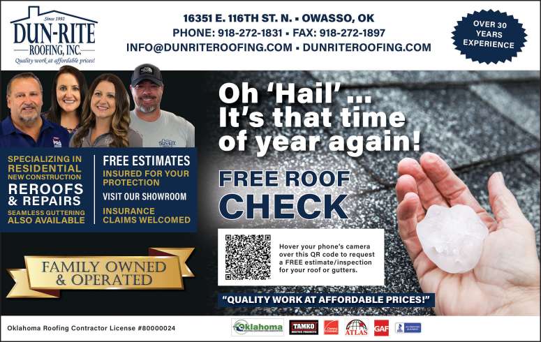 Dun-Rite Roofing June 2023 Value News display ad image