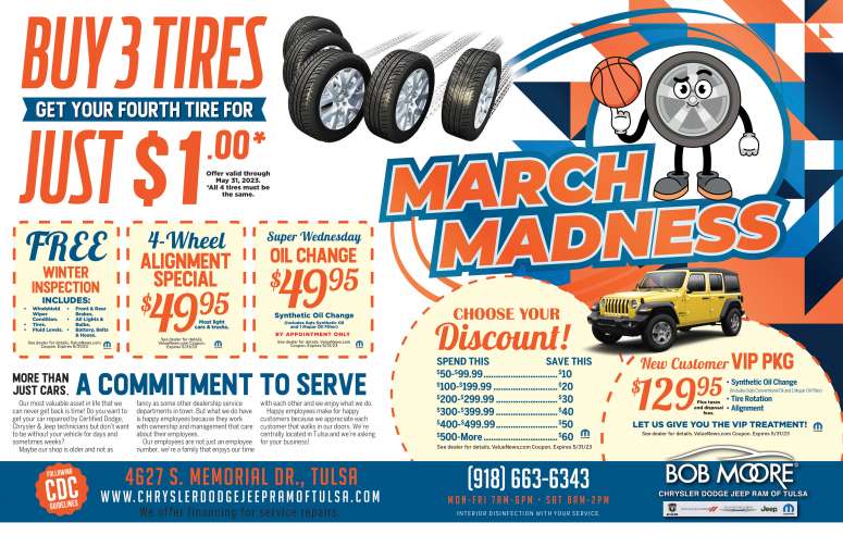 Bob Moore Chrysler Dodge Jeep Ram of Tulsa March 2023 Value News display ad image