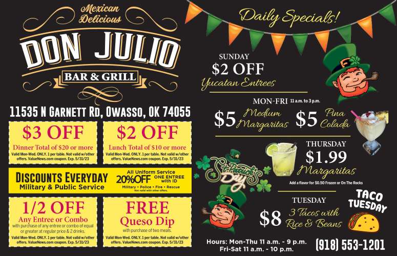 Don Julio Mexican Grill March 2023 Value News display ad image