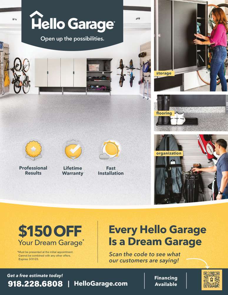 Hello Garage, Tulsa March 2023 Value News display ad image