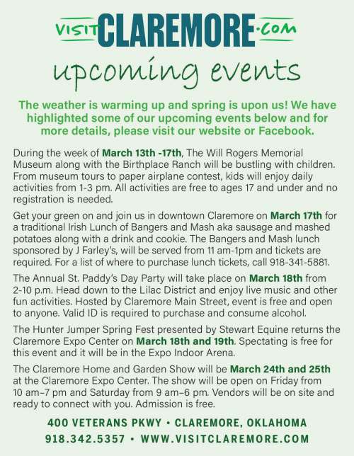 Visit Claremore March 2023 Value News display ad image