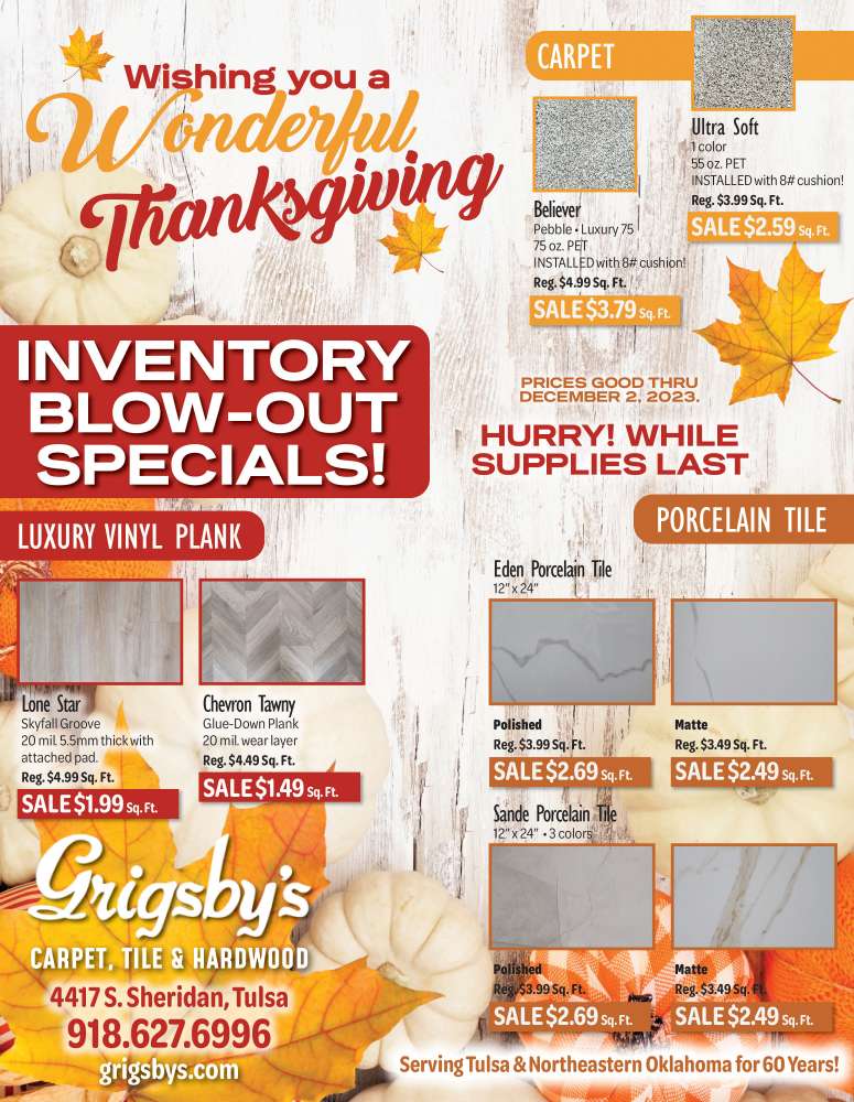 Grigsby's Carpet, Tile & Hardwood November 2023 Value News display ad image
