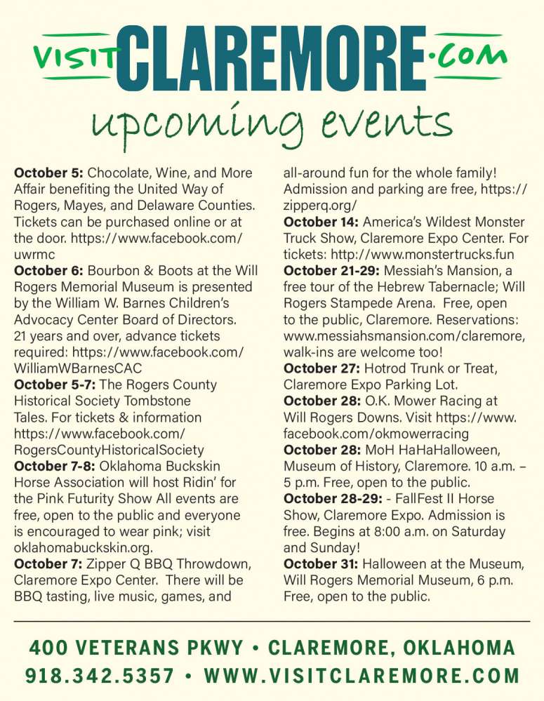 Visit Claremore October 2023 Value News display ad image