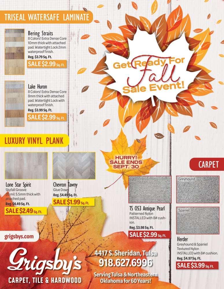 Grigsby's Carpet, Tile & Hardwood September 2023 Value News display ad image