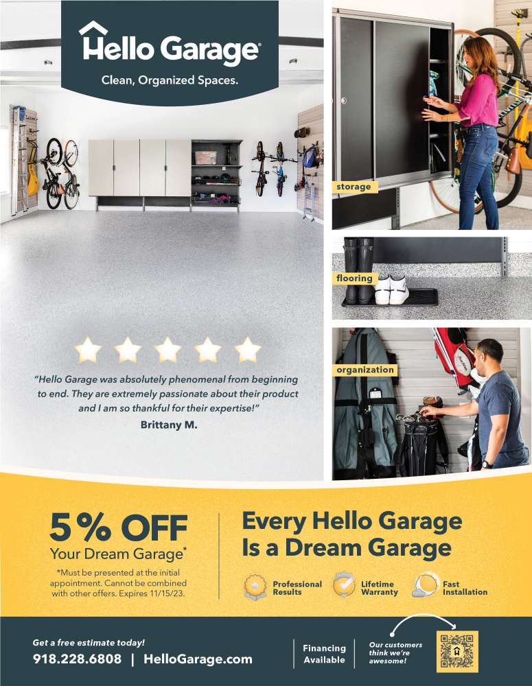 Hello Garage, Tulsa September 2023 Value News display ad image