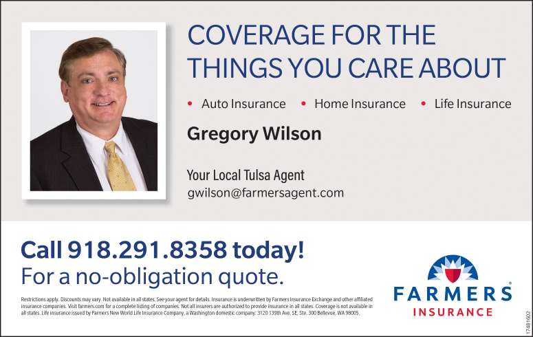 Gregory Wilson - Farmers Insurance Agent April 2024 Value News display ad image
