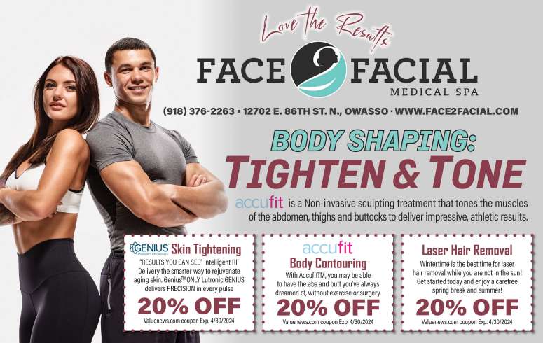 Face 2 Facial Medical Spa February 2024 Value News display ad image