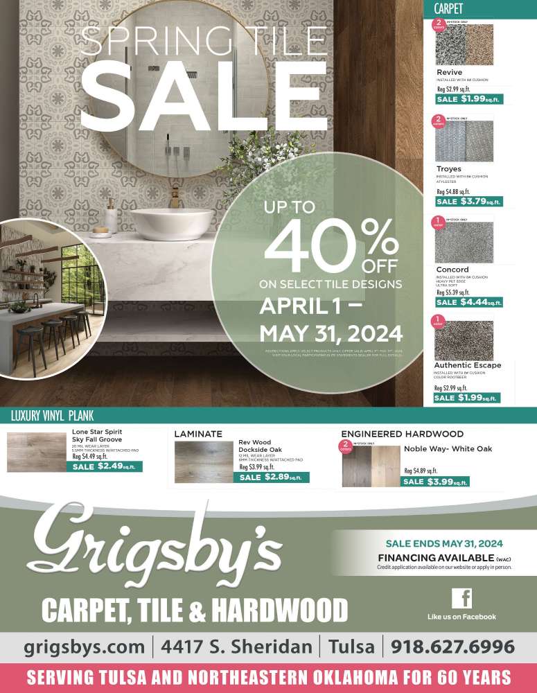 Grigsby's Carpet, Tile & Hardwood May 2024 Value News display ad image