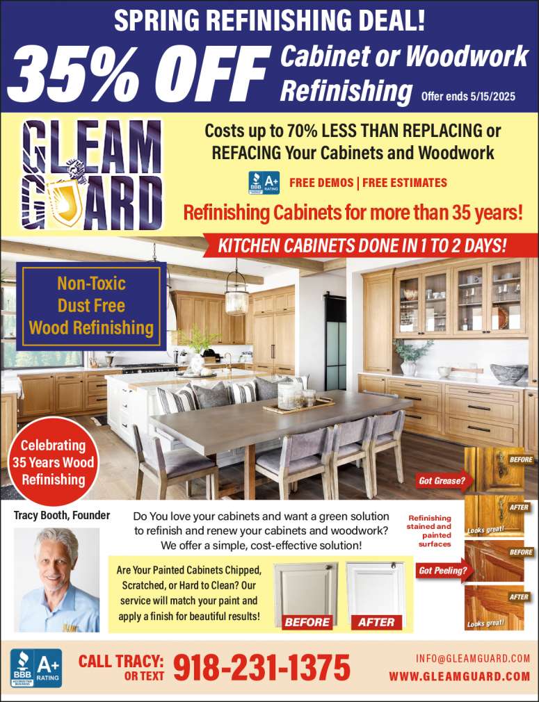Gleam Guard Cabinet & Wood Refinishing April 2025 Value News display ad image