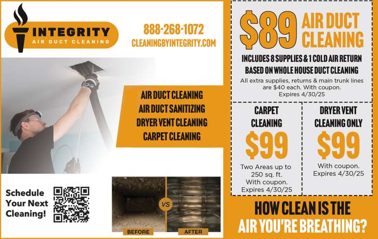 Integrity Air Duct Cleaning April 2025 Value News display ad image