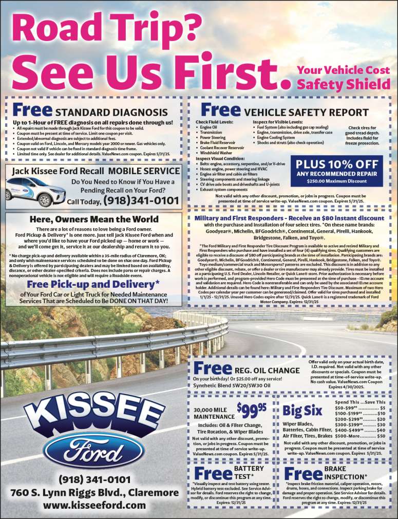 Jack Kissee Ford Service Savings & Discounts! April 2025 Value News display ad image