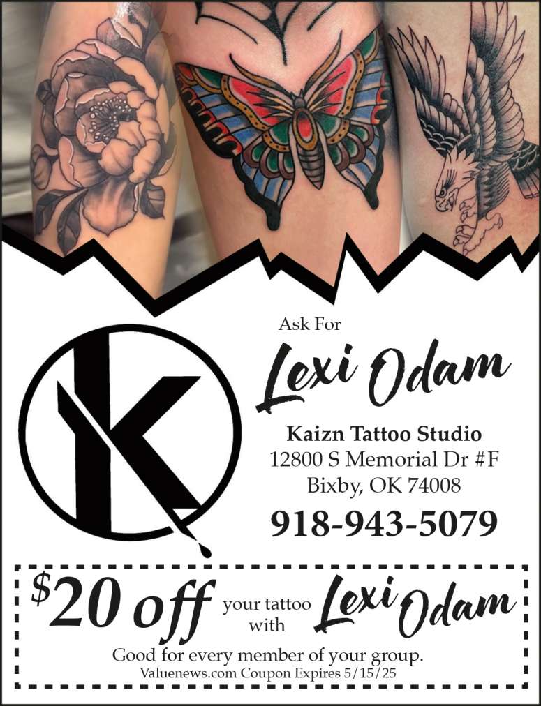Lexi Odam, Kaizn Tattoo Studio April 2025 Value News display ad image
