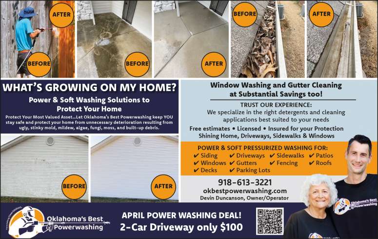 Oklahoma's Best Power Washing April 2025 Value News display ad image