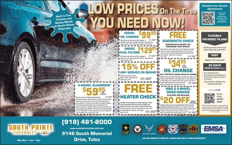 South Pointe Chevrolet Service Deals & Coupons! April 2025 Value News display ad image