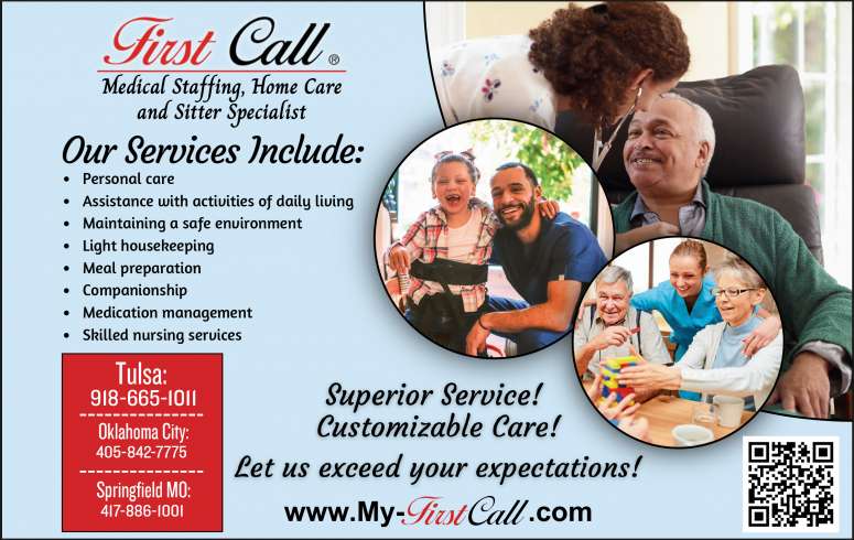 First Call Medical Staffing, Home Care and Sitter Specialists August 2025 Value News display ad image