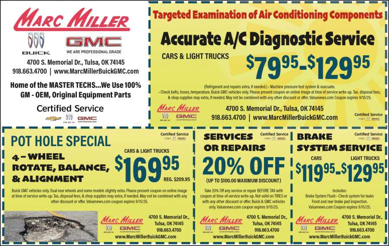 Marc Miller Buick GMC Service Discounts August 2025 Value News display ad image