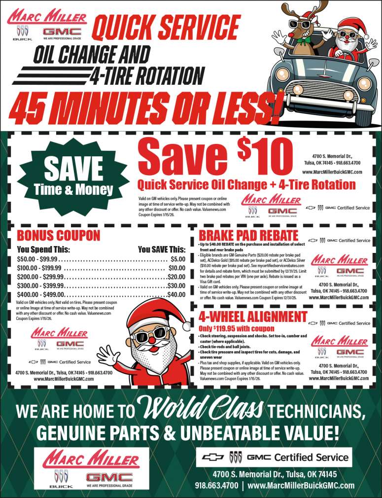 Service Coupons From Marc Miller Buick GMC in Tulsa.