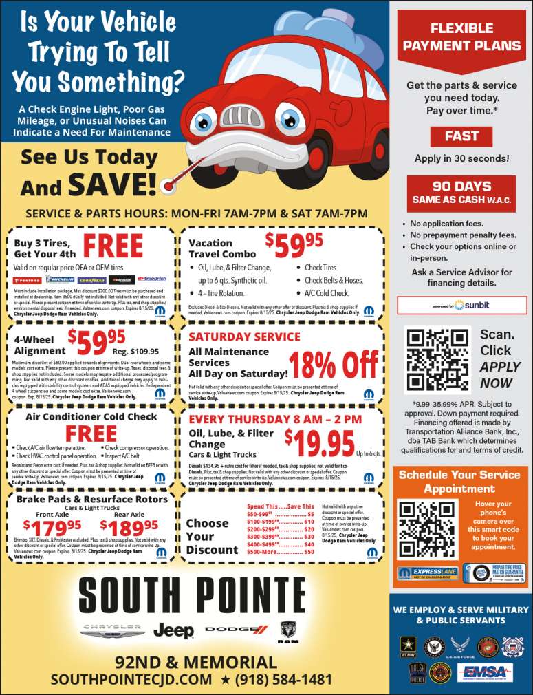 South Pointe Chrysler Jeep Dodge RAM July 2025 Value News display ad image