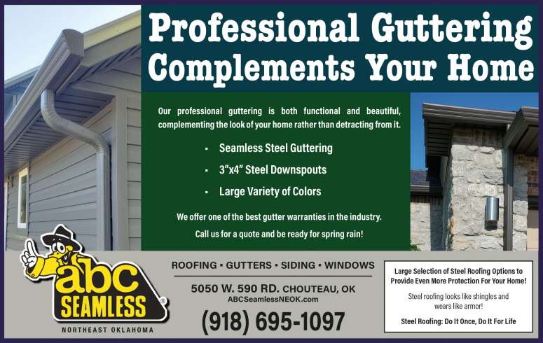 ABC Seamless of NE Oklahoma, Chouteau, OK June 2025 Value News display ad image