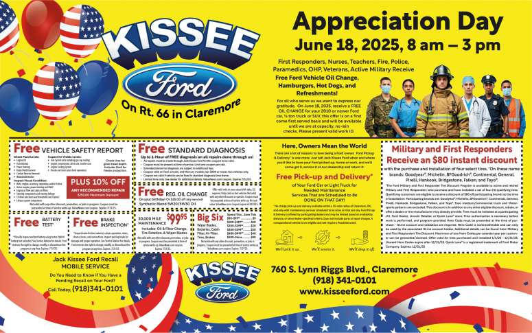 Jack Kissee Ford Service Savings & Discounts! June 2025 Value News display ad image
