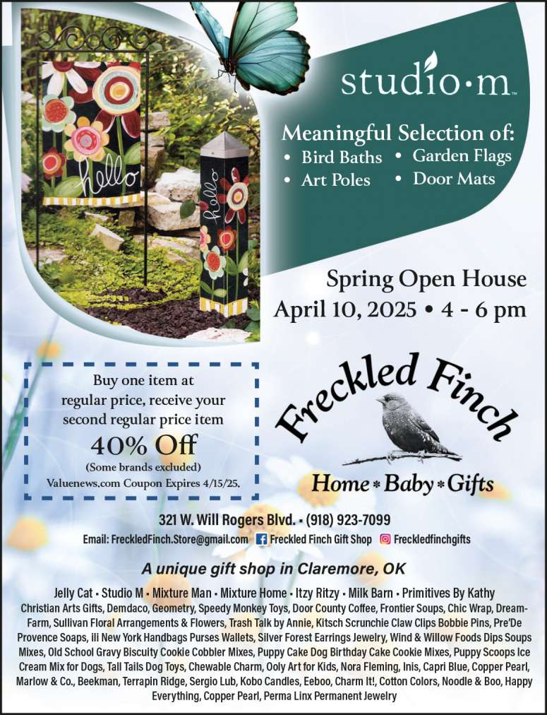 Freckled Finch Home, Baby, Garden & Gifts March 2025 Value News display ad image