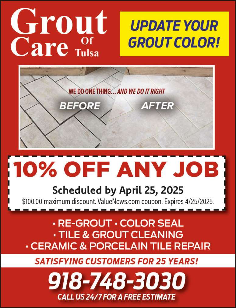 Grout Care of Tulsa March 2025 Value News display ad image