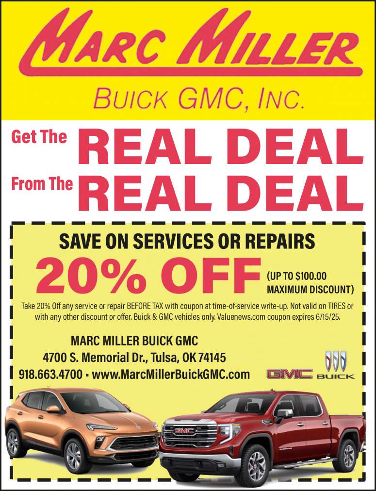 Marc Miller Buick GMC Service Discounts May 2025 Value News display ad image