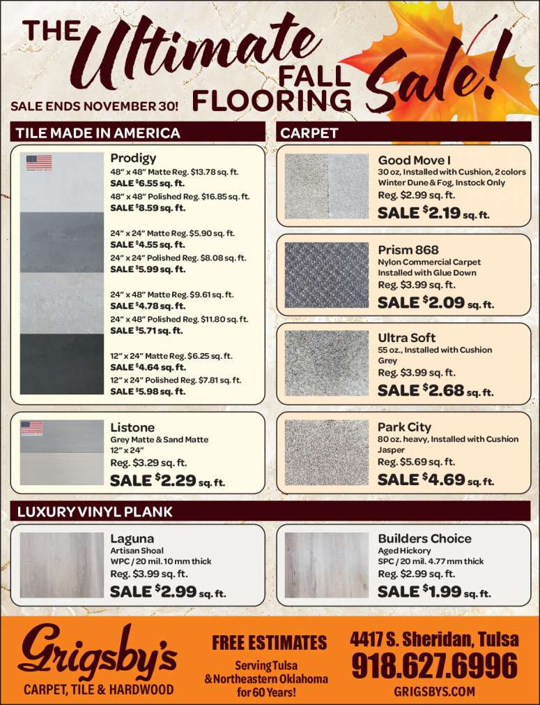 Grigsby's has discounted prices during their fall sale.