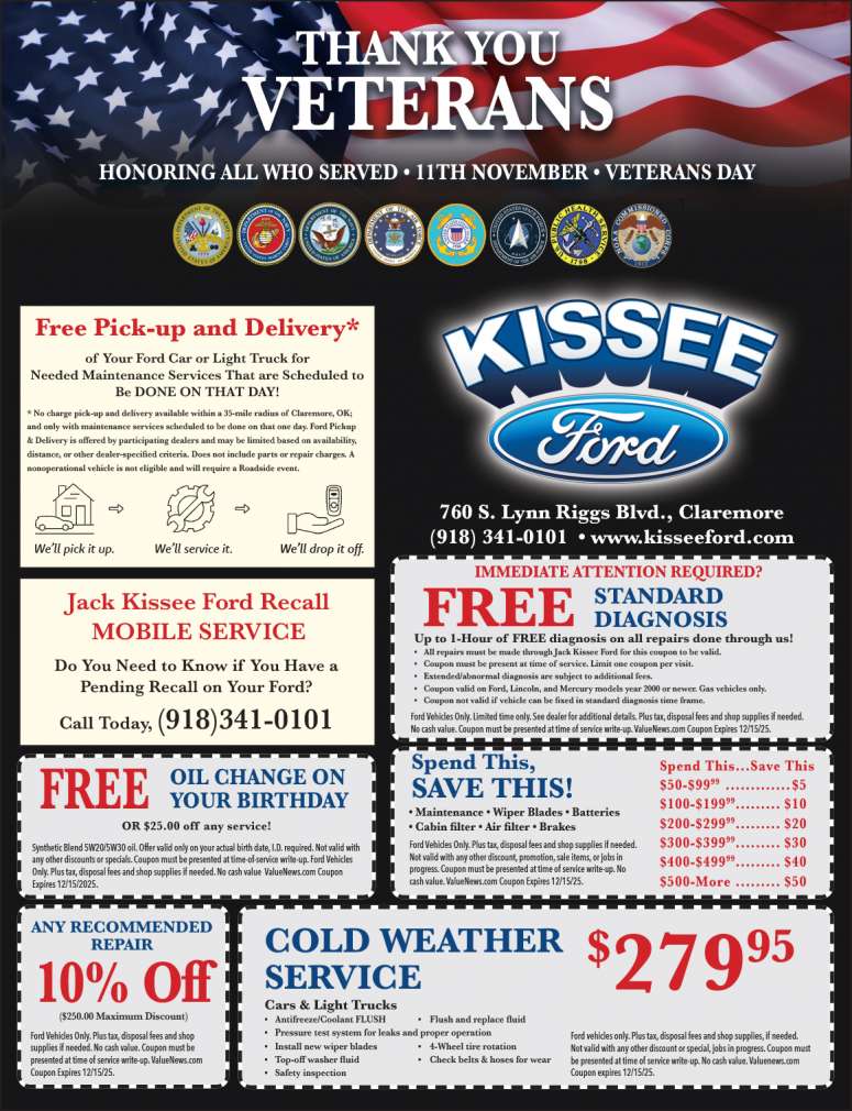 Jack Kissee Ford in Claremore has coupon savings.