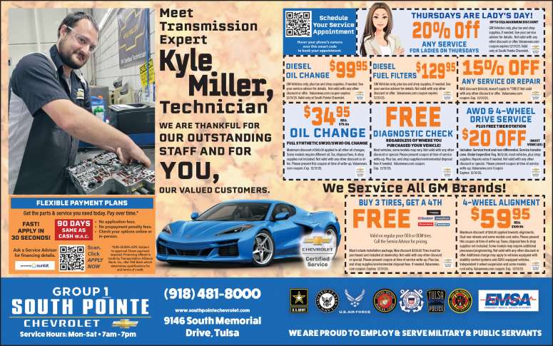 Service specials and maintenance coupons at South Pointe Chevrolet.